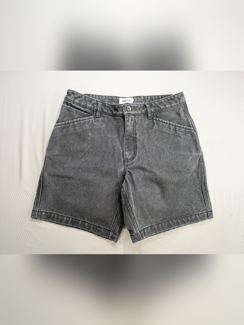Taylor Stitch Heavy Duty 12.5 Oz Denim Camp Shorts Sz 33 7.5" Charcoal